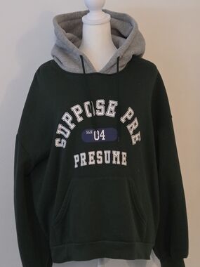 Women’s Dark Green Hoodie with Gray Contrast Hood